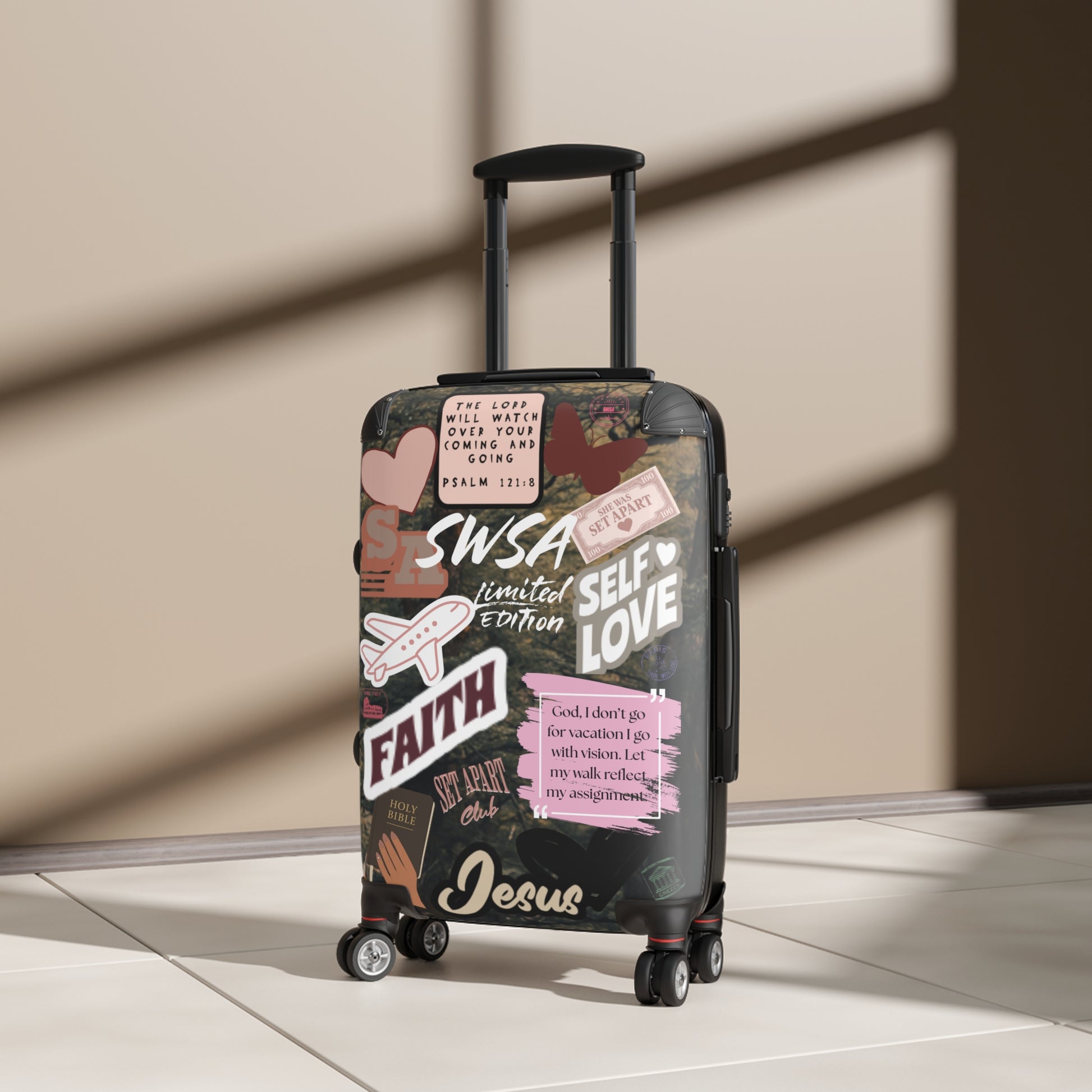 Faith-Inspired Suitcase, Travel Luggage, Inspirational Baggage, God Journey Case, Vacation Essentials.